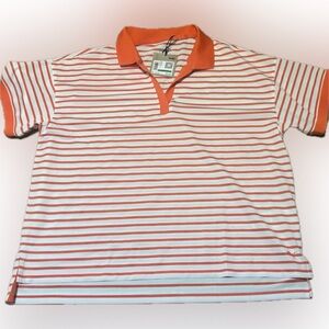 Puma Striped Orange and White Men's Polo Style Shirt